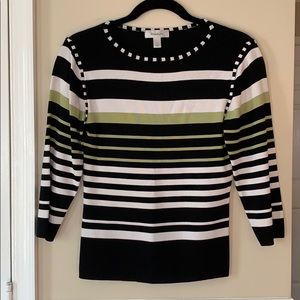 Dress Barn Striped 3/4 Sleeve Top Sz S